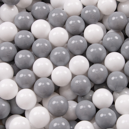 KiddyMoon Balles Colorées Plastique ∅7cm pour Piscine Enfant Bébé Fabriqué en EU, blanc/gris, 200 Balles/7cm