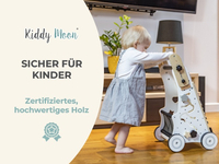 KiddyMoon Trotteur avec un Tableau D'activité, Chariot de Marche pour Bébé, Noir-Blanc, Standard