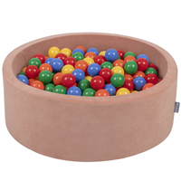 KiddyMoon Velours Piscine à Balles ∅7Cm pour Bébé Rond Fabriqué en EU, rose des sables: jaune/vert/bleu/rouge/orange, 90x30cm/200 balles