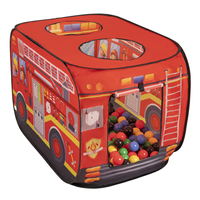 Tente De Jeu Enfant Camion De Pompiers Avec Boules Incluses Pour Intérieur Extérieur Cadeau Développement Sensoriel Et Jeux De Rôle Montessori, rouge: noir-jaune-bleu-rouge-vert, 600 balles