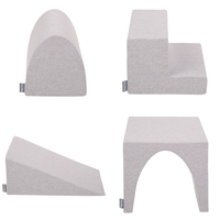 KiddyMoon Aire De Jeux en Mousse avec Carré Piscine À Balles pour Enfants, gris clair: perle/gris/transparent/rose poudré, Piscine (300 Balles) + Version 3