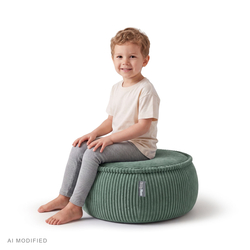 KiddyMoon Pouf enfant en mousse avec housse amovible, vert, M