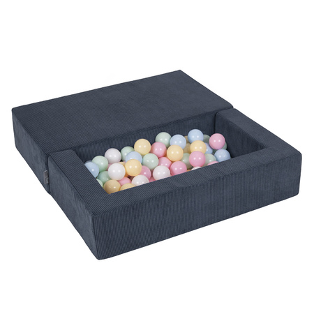 KiddyMoon Canapé en Mousse pour Enfants avec Balles Pour chambre d'enfant Léger Modulable Confortable Housse Amovible Parfait pour Jouer Lire et Se Détendre, bleu foncé: bleu pastel/jaune pastel/blanc/menthe/rose poudré, Canapé + 100 Balles