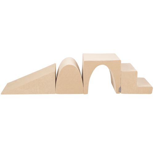 KiddyMoon aire de jeux velours mousse pente L/colline/tunnel/marché, beige sableux, Multi-Taille