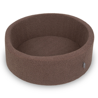 KiddyMoon Piscine à Balles Boules 7 cm pour un Remplissage plus Généreux Pour Bébés au Housse Teddy, Convient dès 8 Mois, brun, 90x30cm/SANS balles
