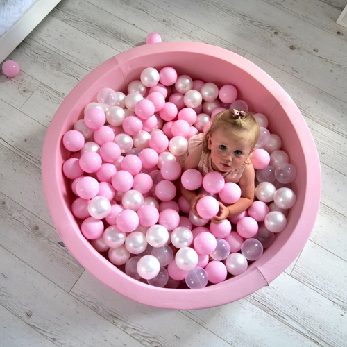 KiddyMoon Balles Colorées Plastique ∅7cm pour Piscine Enfant Bébé Fabriqué en EU, beige pastel/blanc/perle, 50 Balles/7cm