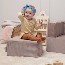 KiddyMoon Canapé en Mousse pour Enfants avec Deux Poufs Pour chambre d'enfant Léger Confortable Polyvalent Housse Amovible Design Moderne Parfait pour Jouer, beige foncé, Canapé/Pouf