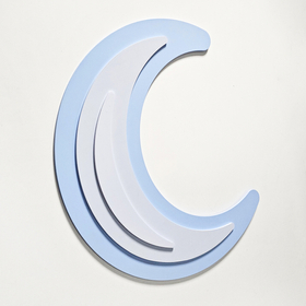 Déco murale KiddyMoon Relief 3D décoration en bois contreplaqué, croissant de lune : bleu/gris , UNI