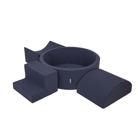 KiddyMoon Aire De Jeux en Mousse avec Rond Piscine à Balles pour Enfants, bleu foncé:perle/gris/transparent/babyblue/menthe, Piscine (300 Balles) + Version 6