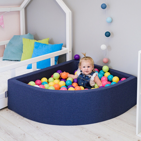 KiddyMoon Piscine à Balles ∅ 7Cm pour Bébé Quart Angulaire Fabriqué En UE, gris clair: blanc/gris/bleu/rose/turquoise clair, 90x30cm/300 balles