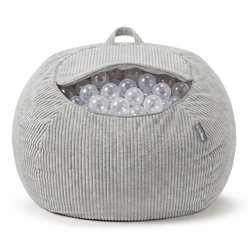 KiddyMoon Pouf pour Enfants 2-en-1 Rangement pour Jouets, 80x80x50cm, gris clair
