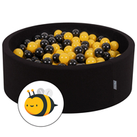 KiddyMoon Piscine à Balles ∅ 7Cm pour Bébé Rond Fabriqué En UE, Abeille: noir/jaune, 90x30cm/200 balles