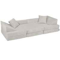 KiddyMoon Canapé Pliant pour Enfants, Canapé Convertible pour Chambre et Salle de Jeux, Matelas au Sol, Mini-Canapé, gris clair, Canapés avec 2 Oreillers