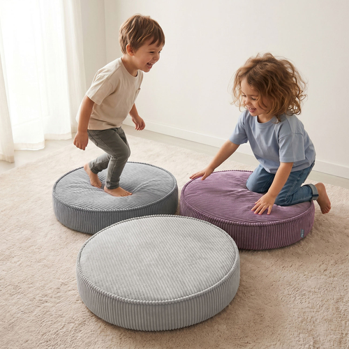 KiddyMoon Ensemble 3 Modules en Mousse pour Enfants pour Chambre D'enfant, gris foncé-violet-gris clair, Lx3