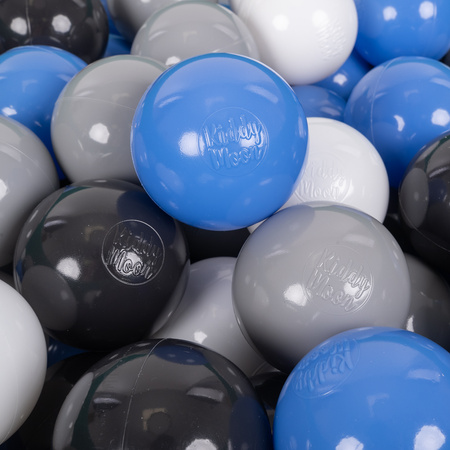 KiddyMoon Balles Colorées Plastique ∅7cm pour Piscine Enfant Bébé Fabriqué en EU, gris/blanc/bleu/noir, 700 Balles/7cm