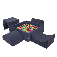 KiddyMoon Aire De Jeux en Mousse avec Carré Piscine À Balles pour Enfants, bleu foncé:vertClr/jaune/turq/orange/rfoncé/violet, Piscine (300 Balles) + Version 1