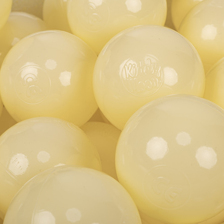 KiddyMoon Balles Colorées Plastique ∅7cm pour Piscine Enfant Bébé Fabriqué en EU, jaune pastel, 100 Balles/7cm