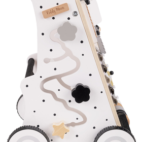 KiddyMoon Trotteur avec un Tableau D'activité, Chariot de Marche pour Bébé, Noir-Blanc, Poignée réglable