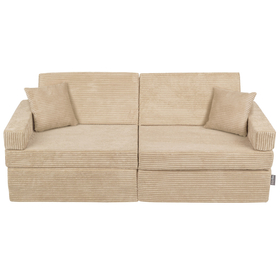 KiddyMoon Canapés Pliant pour Enfants Canapé-Lit Convertible Bébés-Canapé Lit Coucher Salle de Jeux Pliable Matelas au Sol Mini-Canapé Chaise-Lit, beige, Canapés avec 2 Oreillers