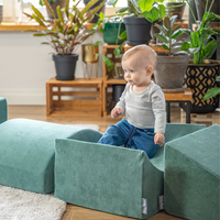 KiddyMoon Aire De Jeux En Mousse Modulable Pour Enfants Avec Housses Amovibles Résistantes Et Matériaux Doux Favorisant Imagination Et Créativité, vert forêt, Multi-Taille