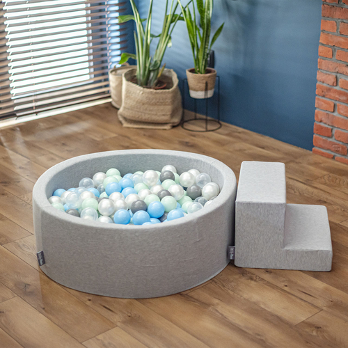 KiddyMoon Aire de Jeux Cubes Pente et Marche PPZ-253, gris clair, Multi-Taille