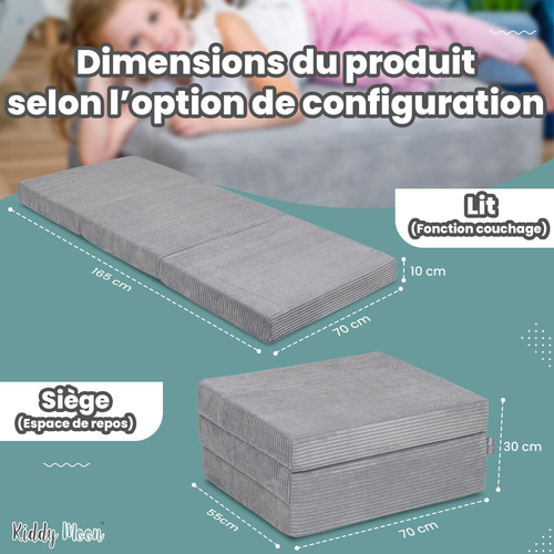 KiddyMoon Matelas Enfant Pliable en Mousse Matelas Pouf pour Tout-Petits, Chambre d'Enfant, beige, Matelas
