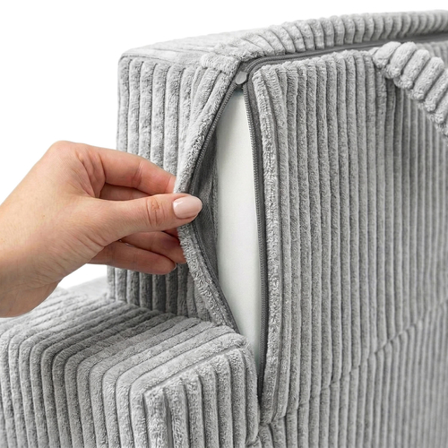 KiddyMoon Fauteuil Pliable pour Enfant en Mousse Canapé Convertible 2 en 1, gris clair, UNI