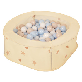 NK-200X piscine aire de jeux pliable avec balles, beige clair: beige pastel/bleu pastel/blanc, 200 Balles