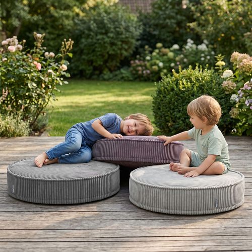 KiddyMoon Ensemble 3 Modules en Mousse pour Enfants pour Chambre D'enfant, gris foncé-violet-gris clair, Lx3