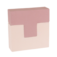 KiddyMoon blocs mous pour bébé cubes de construction en mousse, mix: bruyère/bleu foncé/beige/sage, 9 Pieces