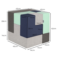 KiddyMoon blocs mous pour bébé cubes de construction en mousse, mix: gris clair/gris foncé/bleu foncé/menthe, 9 Pieces