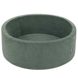 KiddyMoon Velours Piscine à Balles ∅7Cm pour Bébé Rond Fabriqué en EU, vert forêt, 90x30/SANSballes