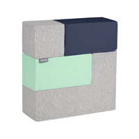KiddyMoon blocs mous pour bébé cubes de construction en mousse, mix: gris clair/gris foncé/bleu foncé/menthe, 9 Pieces