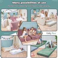 KiddyMoon Matelas Enfant Pliable en Mousse Matelas Pouf pour Tout-Petits, Chambre d'Enfant, beige, Matelas