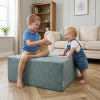 KiddyMoon Coussin Sauteur Enfant Mini Trampoline Interieur Rembourrage A Ressorts Housse Amovible En Tissu Cotele Deux Poignees Des 3 Ans, Vert, Mini Trampoline