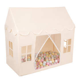 KiddyMoon Tente de Jeu Pour Enfants Maison De Jeu Pliable Tente Enfant Espace Créatif Pour Enfants Coin Douillet Idéal Pour Jouer À L’Intérieur Et À L’Extérieur, naturel: beige pastel/jaune pastel/blanc/menthe/rose poudré, 200 Balles