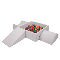 KiddyMoon Aire De Jeux en Mousse avec Carré Piscine À Balles pour Enfants, gris clair: jaune/vert/bleu/rouge/orange, Piscine (200 Balles) + Version 4