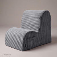KiddyMoon fauteuil enfant à poche, housse zippée, assise confortable, gris foncé, Taille unique