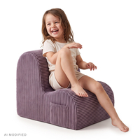 KiddyMoon fauteuil enfant à poche, housse zippée, assise confortable, violet, Taille unique
