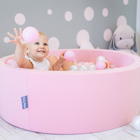 KiddyMoon Piscine à Balles ∅ 7Cm pour Bébé Rond Fabriqué En UE, rose: rose poudre/perle/transparent, 90x30cm/200 balles