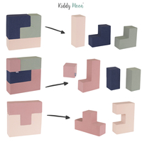 KiddyMoon blocs mous pour bébé cubes de construction en mousse, mix: bruyère/bleu foncé/beige/sage, 9 Pieces