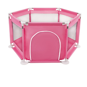 parc bébé hexagonal pliable avec balles plastiques, Rose:babyblue/rose poudré/perle, 200 balles