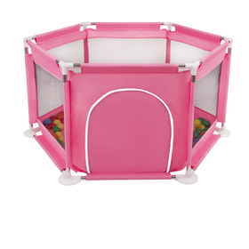 parc bébé hexagonal pliable avec balles plastiques, Rose:jaune/vert/bleu/rouge/orange, 900 balles