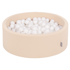 KiddyMoon Piscine à Balles ∅ 7Cm pour Bébé Rond Fabriqué En UE, beige: blanc, 90x30cm/200 balles