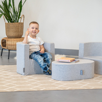 KiddyMoon Ensemble Fauteuils + Table en Mousse pour Enfants Fabriqué en UE, gris clair, Fauteuils