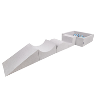 KiddyMoon Aire De Jeux en Mousse avec Carré Piscine À Balles pour Enfants, gris clair: perle/gris/transparent/babyblue/menthe, Piscine (200 Balles) + Version 5