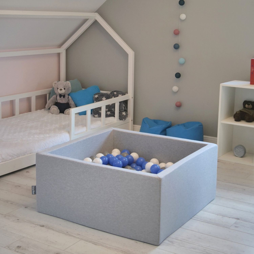 KiddyMoon Balles Colorées Plastique ∅7cm pour Piscine Enfant Bébé Fabriqué en EU, gris/blanc/bleu