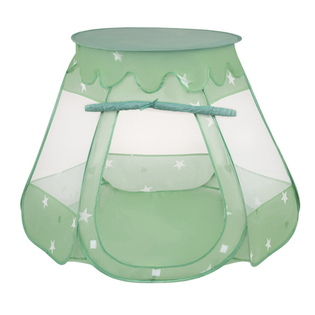 Tente Château Pour Enfants Tente de Jeu Avec Balles Colorées Jouet Cabane Pop-up Château Facile À Monter Maison de Jeu Pour Intérieur et Extérieur, menthe:blanc/gris/menthe/rose poudré, 105x90cm/200 balles