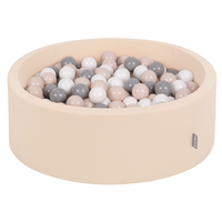 KiddyMoon Piscine à Balles ∅ 7Cm pour Bébé Rond Fabriqué En UE, beige: beige pastel/gris/blanc, 90x30cm/200 balles