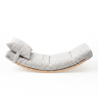 KiddyMoon Planche D'équilibre en Bois Enfant Avec Matelas et Oreiller Balance Board, naturel/gris clair, Planche D'équilibre/Matelas/Oreiller